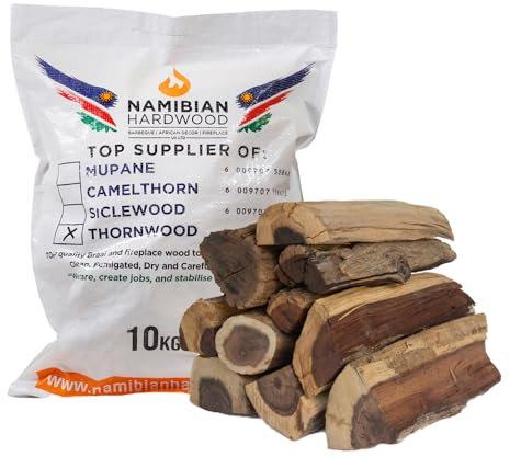 Namibian Hardwood Thornwood Mix Firewood Logs - 10 KG - Dry Guaranteed. Imported From Africa. For Wood Burning Stoves, Log Burners, Fireplaces, Fire Pits, BBQ & Saffa best Braaiwood