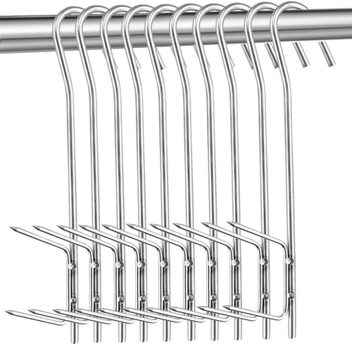 10 Stück Räucherhaken, Räucher-Haken Edelstahl zum Aufhängen von Geräuchertem Fisch, Fleisch, Wurst (21cm)