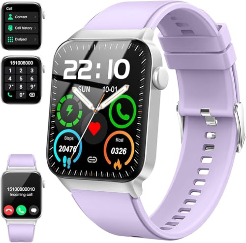 Reloj Inteligente para Hombre y Mujer, 1,85 Pulgadas, HD, Bluetooth, efectuación/Respuesta de Llamadas, 110 + Reloj Inteligente Deportivo con pulsómetro, podómetro, SpO2/sueño, Impermeable IP68