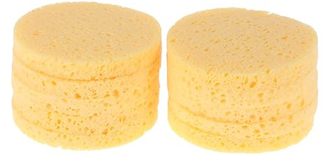HAMPPLIES Esponjas Redondas Desmaquillantes 5 Piezas, Esponja Facial De Celulosa Amarilla, Multiusos Para Mujer, Suave y Amigable Piel, Limpieza Diaria Del Maquillaje