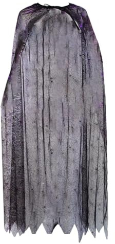 Jiuvaso Cape poncho en toile d'araignée pour Halloween, idéale pour des événements de célébration effrayants et des jeux de rôle, Noir Violet