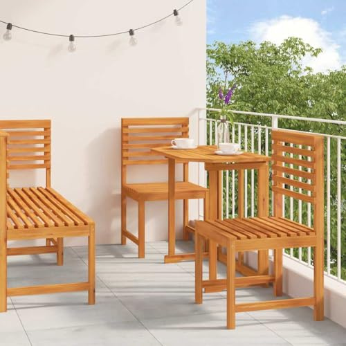 RMIHSJG Ensemble bistro de jardin 5 pièces marron en bois massif d'acacia - Table rectangulaire et deux chaises pour terrasse et extérieur - Design rustique résistant aux intempéries avec élégance