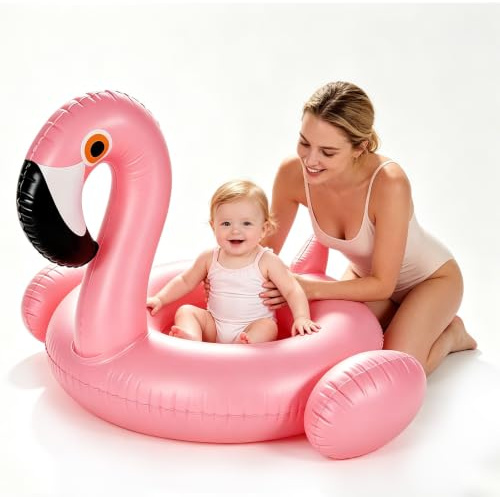 Pink Flamingo Baby Swimming Float Inflatable Baby Pool Float for Baby Girls 6-36 Months,Baby Swimming Ring with,Kids Rubber Ring Pool Float for Babies Toddlers Infant Girls 1-3 Years