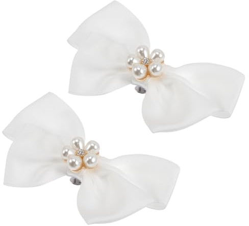 TOMETURE Clips de Chaussures à Nœud Blanc en Tissu et Métal, Accessoires Détachables pour Chaussures Confort Chic Mariage, pour Anniversaire et Bal
