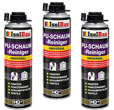 Isolbau PU-Schaum Reiniger - 3 x 500 ml Dose Schaumreiniger für PU-Schaumpistolen, Pistolenreiniger, Reinigungsmittel, Entfetter, Ventile & Oberflächen