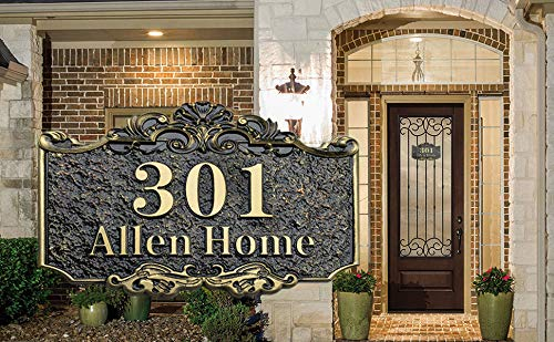 Hausnummer Groß Hausnummern Schild Mit Wunsch Gravur Haustürschild Hausnummernschild Aufkleber Türnummer Gartenschilder Personalisiert Türschilder Wetterfest Hausschild für Haustür Hotel Bronze