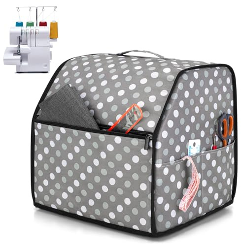 Luxja housse pour Surjeteuse et Machine à Coudre Surjetteuse, Housse de Protection Point Gris