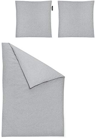 Irisette Essential Mako-Satin Bettwäsche Carla Silber, 1 Bettbezug 135 x 200 cm + 1 Kissenbezug 80 x 80 cm