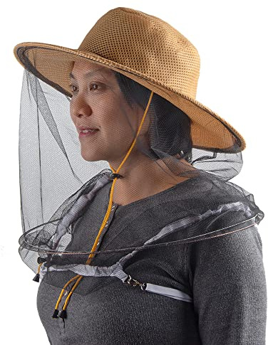 ZffXH Moustiquaire tête filet chapeau de pêche abeille apiculteur voile chapeaux mouche insecte voile capuche