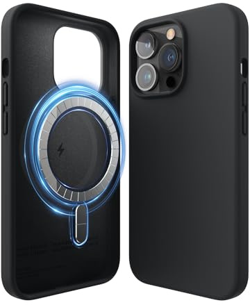 elago Magnetic Silicone Case Compatible with iPhone 13 Pro, Built-in Magnets, Premium Liquid Silicone, Protective Cover, Compatible with MagSafe Accessories (Black)