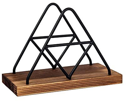 IMEEA Serviettenhalter Schwarz,Metall Papierhandtuchhalter & Serviettenständer Holz Serviettenspender- Perfekt für Wohnzimmer, Restaurants, Cafés & Büros ，Party