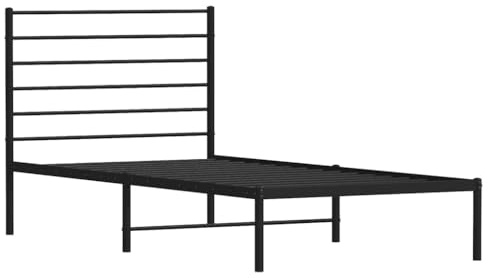 vidaXL Sängram med huvudgavel metall svart 80x200 cm, säng, metallsäng, metall sängram, sängar, metallsängar, metall sängramar, gästsäng, gästsängar