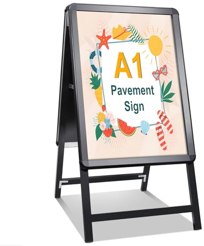 Soporte para Carteles A1 Doble Cara | Expositor de Carteles | Para Publicidad en Tiendas, Restaurantes y Oficinas | STANDNEE (Negro)