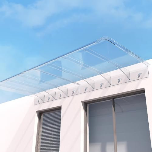 Zlovne Marquise de Porte,Auvent de Porte Aluminium,Auvent de Fenêtre en Polycarbonat UV Protection,Marquise Solaire Abri Banne Entrée Protection,Auvent de Véranda Incurvé (50x40cm/20 x16)