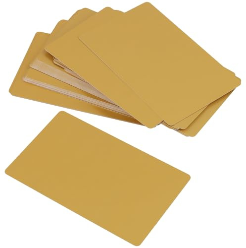 CHUIFAI 150 tarjetas de visita de aluminio doradas, 86 x 54 x 0,21 mm, tarjetas de visita en blanco, metal dorado y aluminio, para escribir con láser
