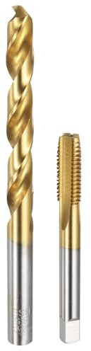 sourcing map Tap and Drill Bit Set, 1pcs M10 x 1.5 Straight Flute Thread Screw Tap & 1pcs 8.5mm Twist Drill Bit, Titanium Coated HSS-6542 Tapping Threading Tool Kit
