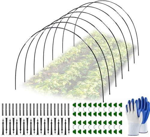 XPJBKC Lot de 30 tunnels de plante, tunnels en film, arches pour plate-bande surélevée, tunnel avec gants, barres de serre, arches pour couverture de plantes, robustes et stables