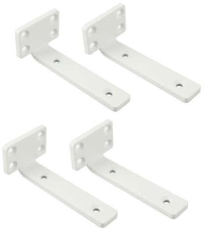 Mooche Set mit 4 schwebenden Regalhalterungen, 10 x 5 cm, langlebige und praktische Regalhalterung mit Schrauben, Weiß