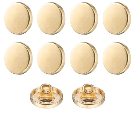 QUARKZMAN 10 stycken platta metallknappar set, 11,5 mm glänsande yta rund ögleknappar, pysselknappar, ersättningsknappar för gör-det-själv män kvinnor kostym ullrock skjorta byxor, roséguld