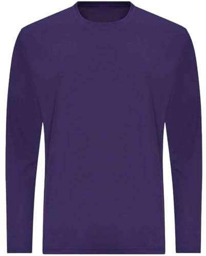 AWDis Just Cool Mens Long Sleeve Cool Sports Performance Plain T-Shirt (M) (Purple)