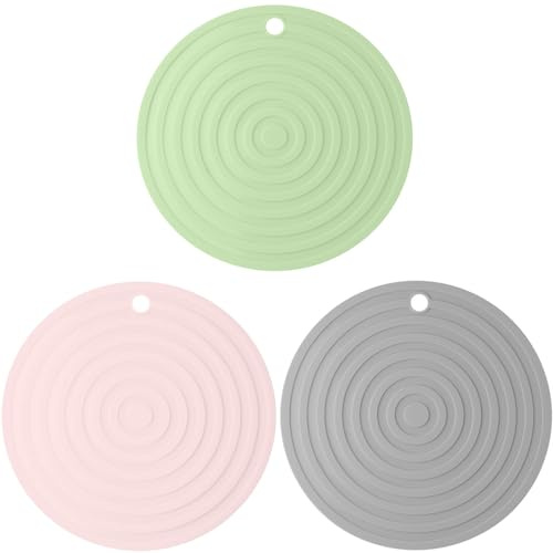 Tapis Gamelle Chat et Chien,3 PCS Tapis Portable en Silicone Set De Table en Silicone，Rond Tapis de Plateau Gamelle,Tapis d Alimentation Imperméable Silicone,pour Nourriture Animaux Domestiques