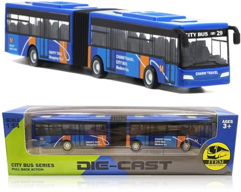 YskerrigToy Bus Jouets, Pull Back Voiture Modèle de Bus Enfant Voitures Jouet Mini Buses Jouets Véhicules Jouet À Inertie Petite Voiture Anniversaire Cadeau pour Enfant(Bleu)
