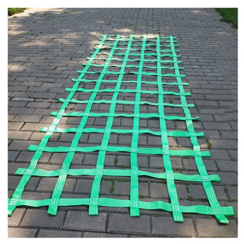 Rete resistente per ostacoli per bambini, 3,4 x 3,4 m, rete da arrampicata per giungla, palestra, parco giochi e giardino, fissaggio sicuro per interni ed esterni, rete cargo verde per allenamento e