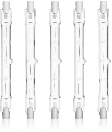 Elixvane 5 Pack R7s Halogen Bulb 118mm, 230W 3100LM Security Light Bulbs Dimmable 3000K Warm White 360º Beam Angle Linear Bulb for Landscape Lights, Floor Lamps, Ceiling Light, Floodlight Outdoor