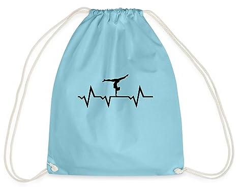 Spreadshirt Turnen EKG Linie Turnerin Handstand Turnbeutel, One size, Aqua