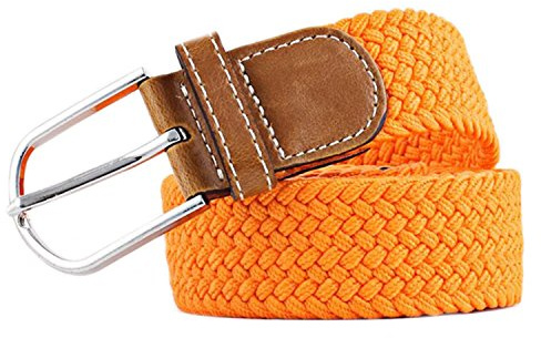 MESHIKAIER 41 * 1.3 Inch Pure Color Unisex Elastic Fabric Braided Stretch Belt Casual Men Women Waist Belt with PU Leather Buckle