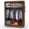 INTIRILIFE Faltschrank 108x170x45 cm in KOKOS BRAUN - Stoffkleiderschrank mit Reißverschluss und Kleiderstange, Seitentasche und Fächern - Steckregal, Metallrahmen, Aufbewahrung