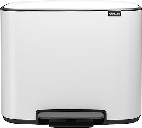 Brabantia Bo Pedal Bin, Steel, White, 3 x 11 L