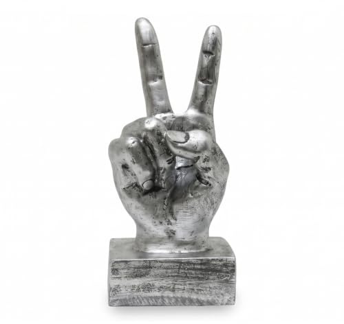 Nice purchase Hand Finger Gesture Desk Statues Fingers Sculpture Creative Home Living Room Cabinet Shelf Decoration (Victory Gesture in Silver)