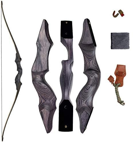 SinoArt 60 Takedown Longbow Archery Wooden Archery Bow Included Fur Rest Pad Stringer Tool Tab String Nocks Right and Left Hand for Hunting or Target(40lbs, Left Hand)