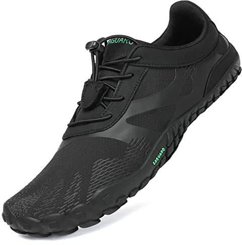SAGUARO Barfußschuhe Herren Fitnessschuhe Damen Barfussschuhe Schnell Trocknend Traillaufschuhe Badeschuhe rutschfest Unisex Sommer Outdoor Kletterschuhe ReineSchwarz 43 EU
