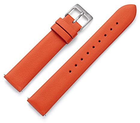 Kistanio 18 mm Uhrenarmband in Orange aus Echtleder mit silberfarbener Edelstahl Dornschließe LB-ORN-18-SI