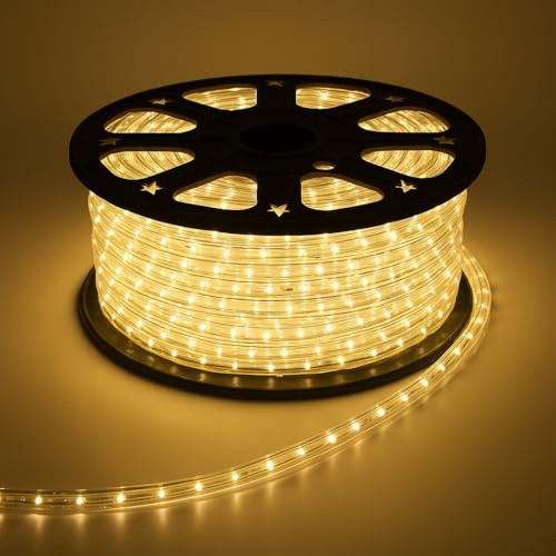 Silamp Spole 50 meter slang LED glödande ljus varmt vitt ljus 220 v IP65 fast ljus 2 stift