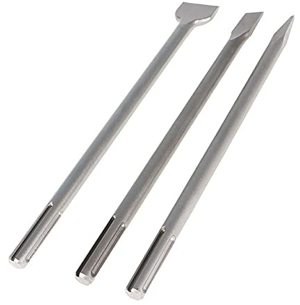 ALL-CARB 16-Inch Chisel Set, 3-Piece Heavy Duty Rotary Hammer Chisel Bit Set, Flat, Point, Scaling Chisels