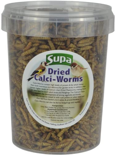 Supa Dried Calci Worms for Wild Birds, 1 Litre Bucket, High Energy Protein Rich Treat, Attract More Birds To Your Garden.