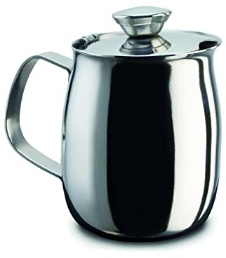 PEZZETTI, Lechera de acero inoxidable, jarra de leche de acero, con tapa, 6 tazas