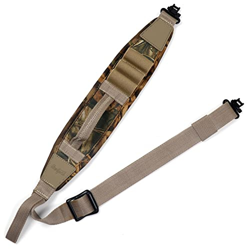 HUNTPAL Two Point Shotgun Sling with Quick-Grab Handle and 3 Shotgun Shell Holders, Tactical Sling with Quick Adjustment Slider and Swivels, Neoprene Padded 1.25 Nylon Webbing Shoulder Strap