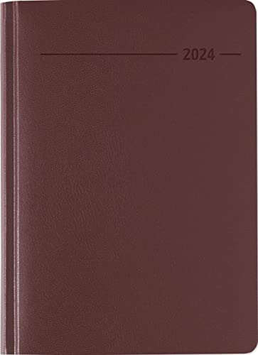 Buchkalender Balacron rot 2024 - Büro-Kalender A5 - Cheftimer - 1 Tag 1 Seite - 416 Seiten - Balacron-Einband - Alpha Edition