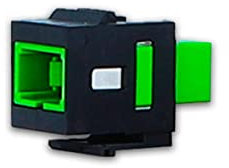 Módulo Keystone de fibra óptica KMK-SC Simplex OS2 APC Acoplamiento Verde Enchufe empotrable Patch Cable Adaptador de Cable de Fibra Óptica Adaptador Red Hembra Acoplador SNAP IN Blanco y Negro