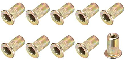 METALLIXITY Niete Muttern (M4) 100Stk Karbonstahl Gerändelt mit Gewinde Einsatz Muttern - für Möbel Mechanisch Verschlüsse Multicolored