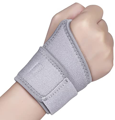 Wrist Supports Compression Wrist Brace Adjustable Carpal Tunnel Support for Women and Men Left Right Hand Support Strap for Joint Pain, Arthritis, Tendonitis, Wrist Sprain, Sports (Gray, Right)