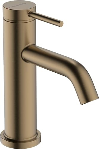 hansgrohe Tecturis S – tvättställskran utan avlopp, energibesparande (CoolStart), vattenkran badrum med pip höjd 80 mm, blandare handfat vattenbesparande (EcoSmart+), borstad brons