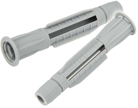 tecuro Hohlraumdübel 6,0 x 37 mm - 50 Stück - Universaldübel für Beton, Vollstein, Hohllochziegel, Hohlblockstein, Porenbeton, Gipskartonplatte, Gipsfaserplatte - Kunststoff grau