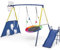 Aptliton Kids Swing set with Metal Frame, Nest Tree and Plastic Single Swing, Basketball Hoop, Slide, Backyard Playground Outdoor Play Frame Toy for children, Over 3 Years Old, Blue