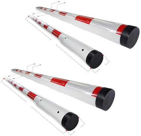 2 Parking Barriers Arm 12ft 2 Pieces X 6 ft Aluminum Round Replacement Arm for Gate Operator DOT-C2 Reflective Safety Tape (with Red/Silver Stripes)
