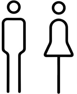 Targa Porta WC in Acrilico con Simbolo Uomo e Donna Nero, Design Moderno e Minimalista, Ideale per Bagno, Hotel, Ristorante, Ufficio e Casa